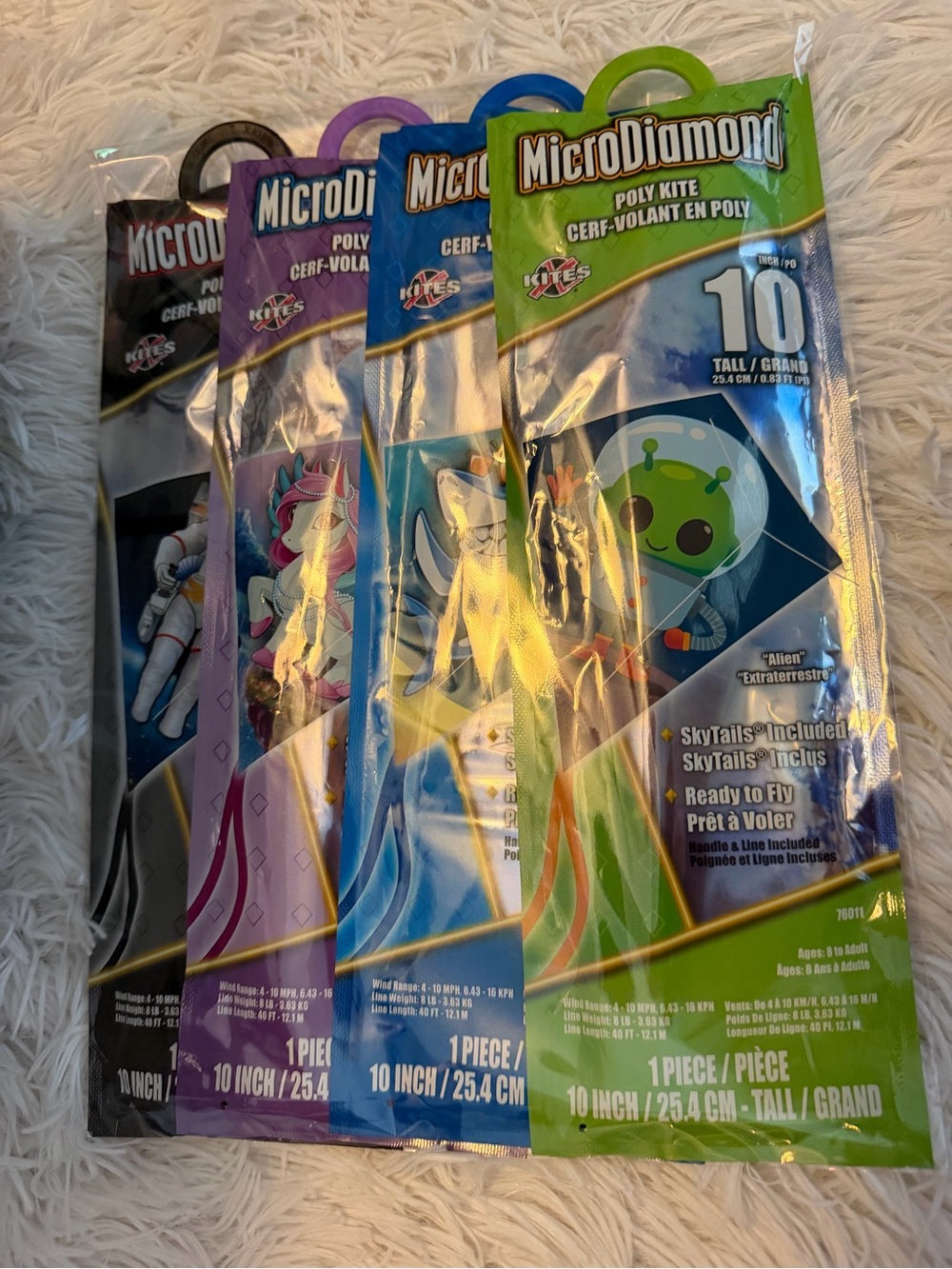 4 New- MicroDiamond Poly Kite Set - Assorted Colors